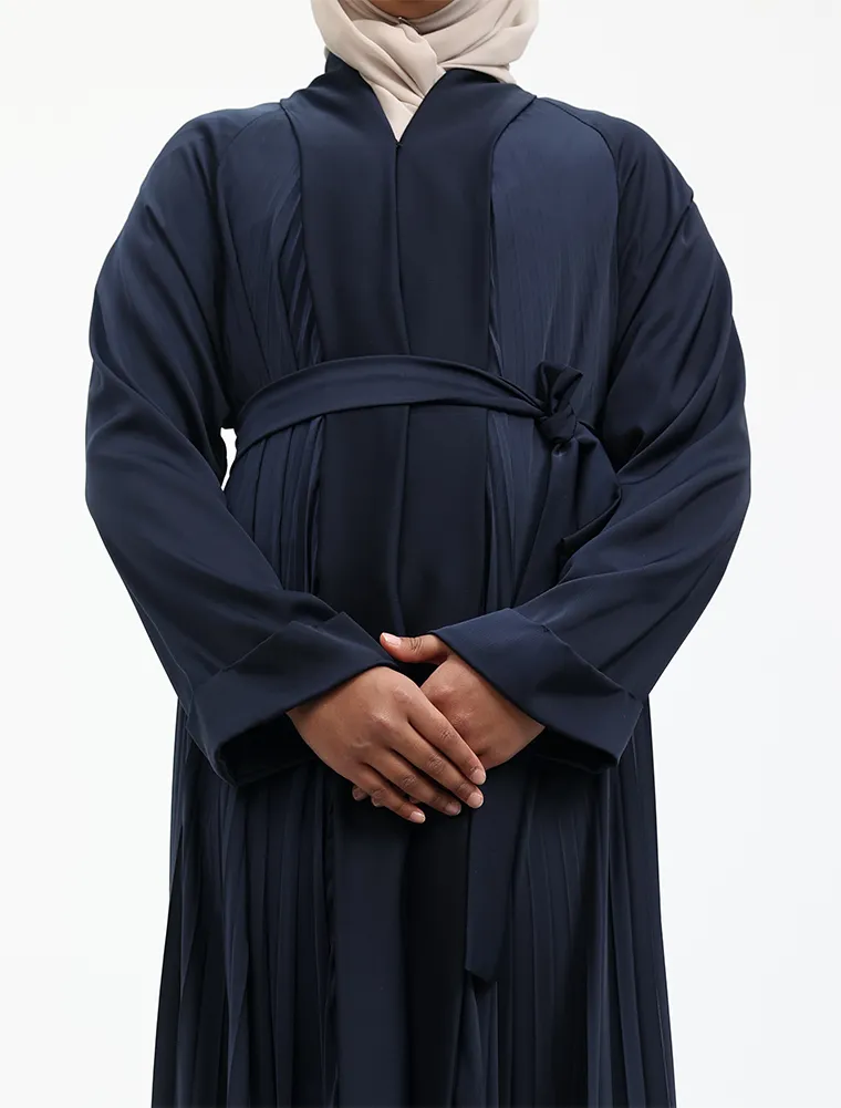 Girls Navy Pleated Silhouette Abaya